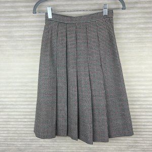 Vintage The Villager Houndstooth Wool Academia Preppy Pleated Skirt Country